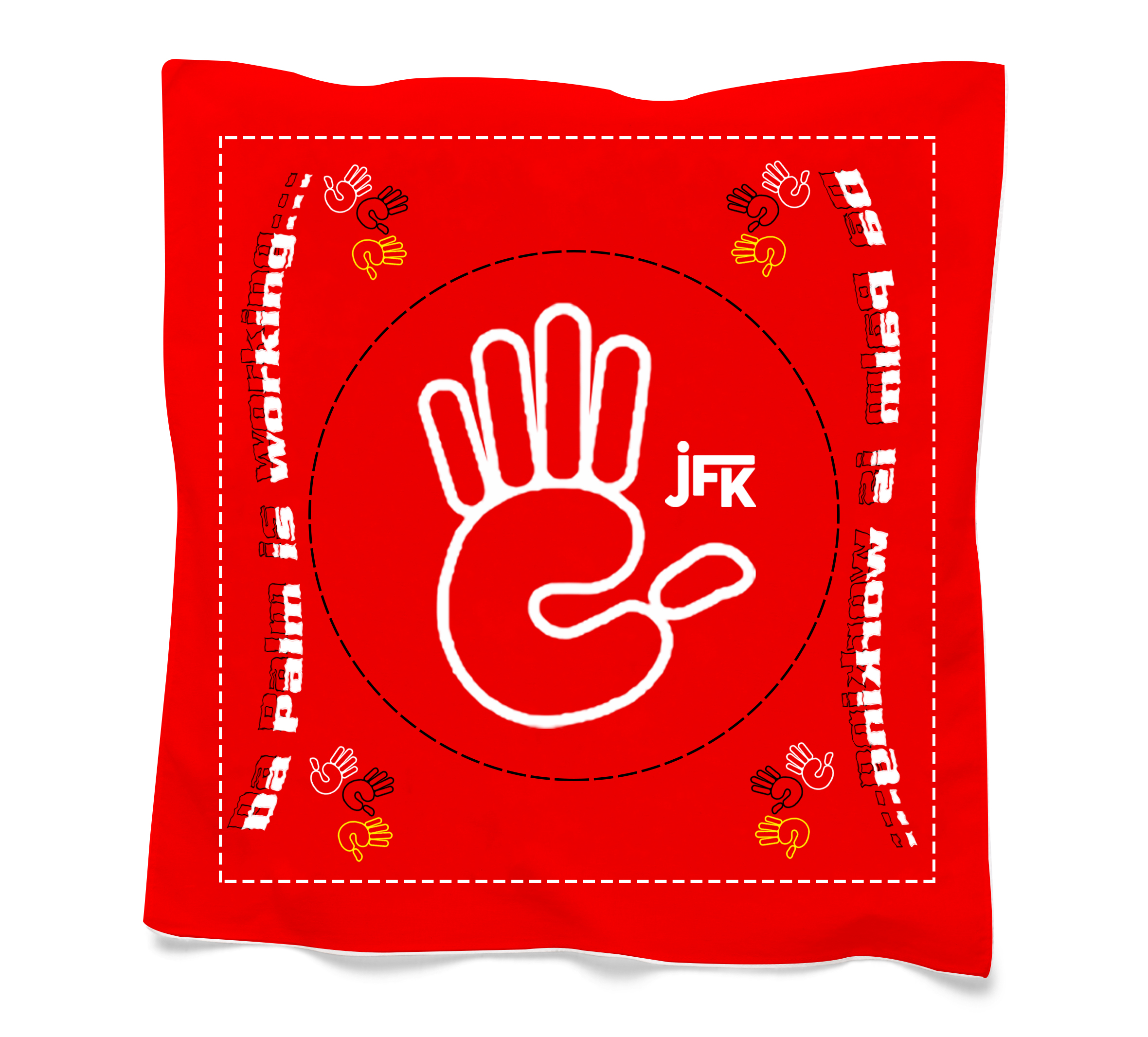 bandana red white palm