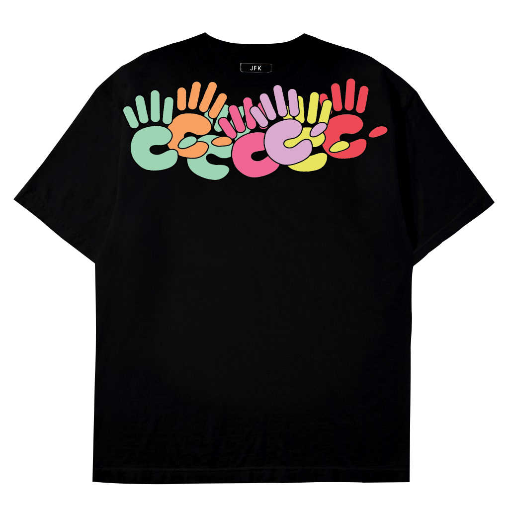 jfk multiple palm prints black tee